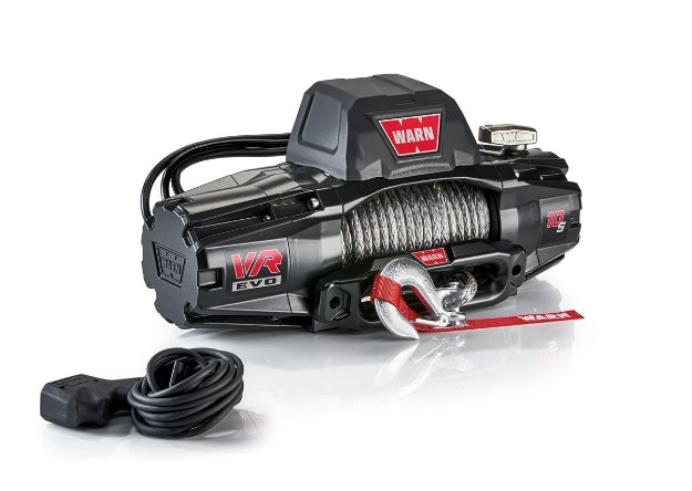 WARN 103253 VR EVO 10-S Electric 12V DC Winch with Synthetic Rope: 3/8" Diameter x 90' Length, 5 Ton (10,000 lb) Pulling Capacity