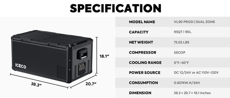 ICECO VL90ProD Dual Zone Freezer | 90LT | ICECO