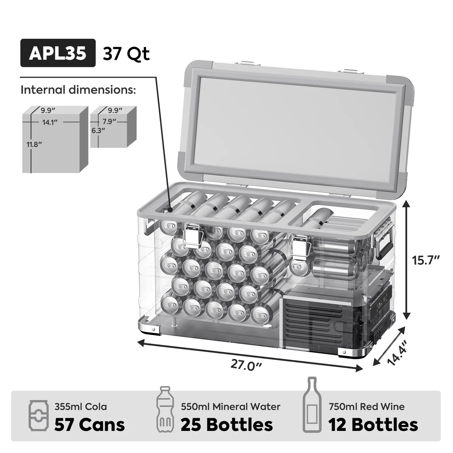 APL35 Dual Zone Aluminum Fridge | ICECO | 35 LT