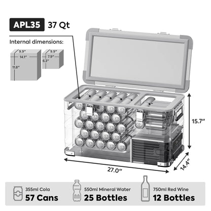 APL35 Dual Zone Aluminum Fridge | ICECO | 35 LT