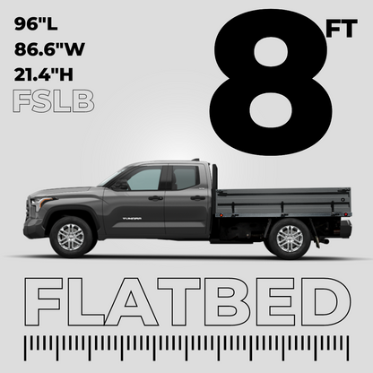 Full-Size Long 8'L x 7.21'W Aluminum Flatbed Truck Body - with Short Headache Rack