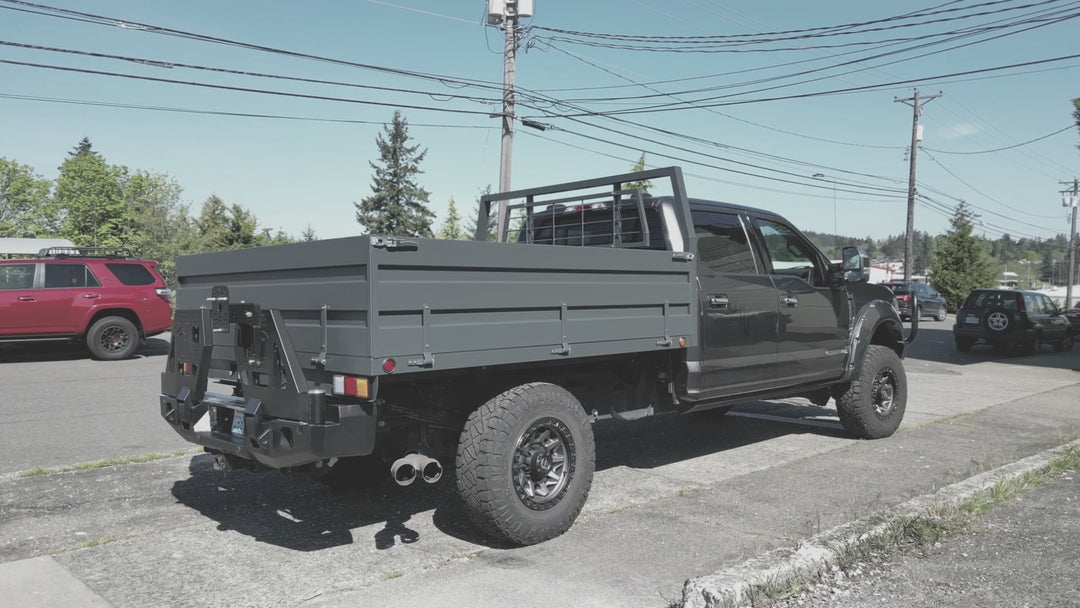 Full-Size Long Aluminum Flatbed Truck Body - with Tall Headache Rack